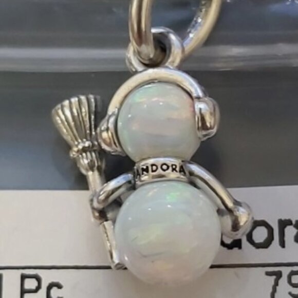 Authentic PANDORA STERLING SILVER OPALESCENT SNOWMAN DANGLE CHARM 792981C01 - Picture 11 of 11